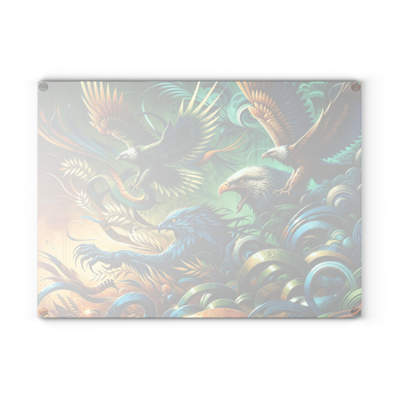 Tempered Glass Jaguar Cutting Board with Graffiti Jungle Art