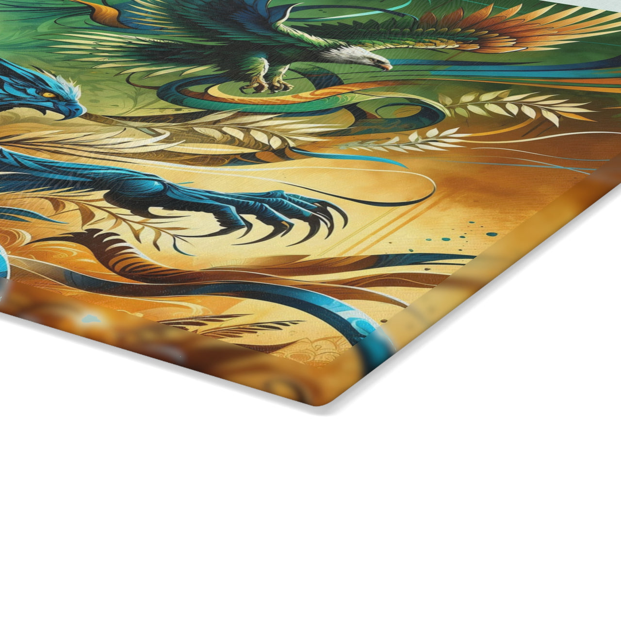 Tempered Glass Jaguar Cutting Board with Graffiti Jungle Art